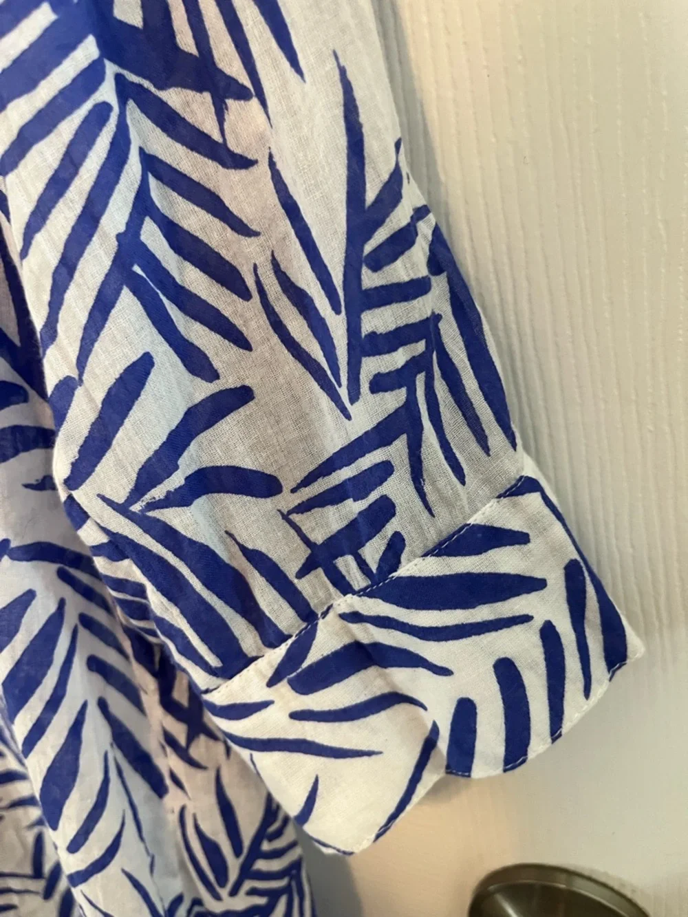 Galeries Lafayette Blue Tropical Print Beach Cover-Up Tunic Dress Size S/M